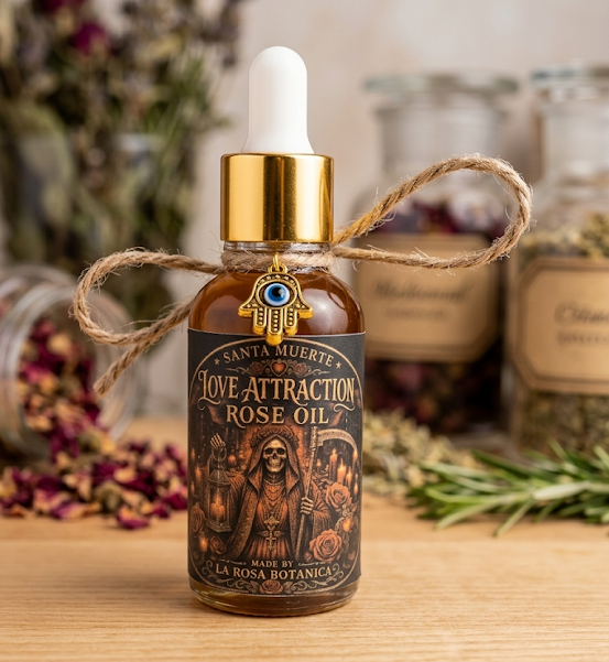 Santa Muerte Love Attraction Rose Oil | Love & Attraction Spell Oil | Wear & Ritual Use Oil