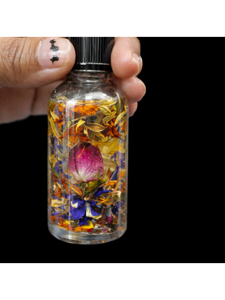Santa Muerte Protection Oil with Crystals & Herbs | Spiritual Protection Oil | Anointing Oil | Ritual Oil | Spell Work Oil