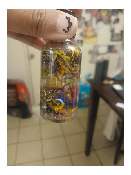 Santa Muerte Protection Oil with Crystals & Herbs | Spiritual Protection Oil | Anointing Oil | Ritual Oil | Spell Work Oil