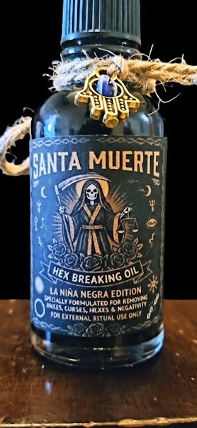Santa Muerte Hex Breaking Oil | La Niña Negra | Curse & Jinx Removal | Spiritual Cleansing Oil | Ritual Oil
