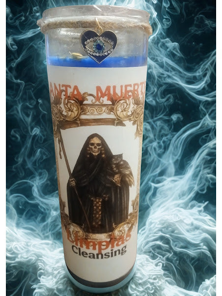 Santa Muerte Azul Spiritual Cleansing Candle | Remove Negative Energy | Fixed Candle | Limpias | Spiritual Candle