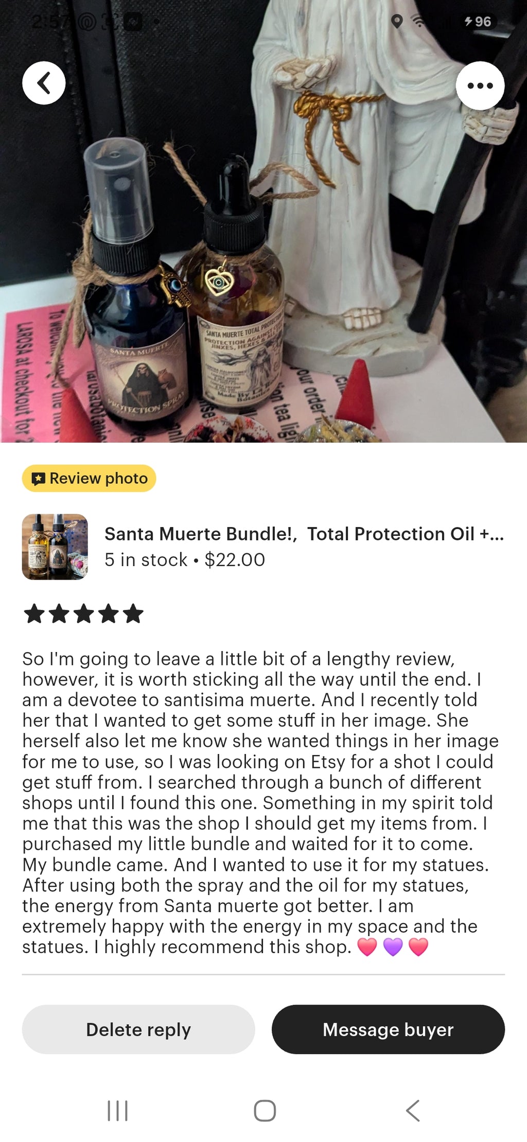 Santa Muerte Total Protection Bundle | Oil + Spray + Rose Bud Sage Smudge Stick
