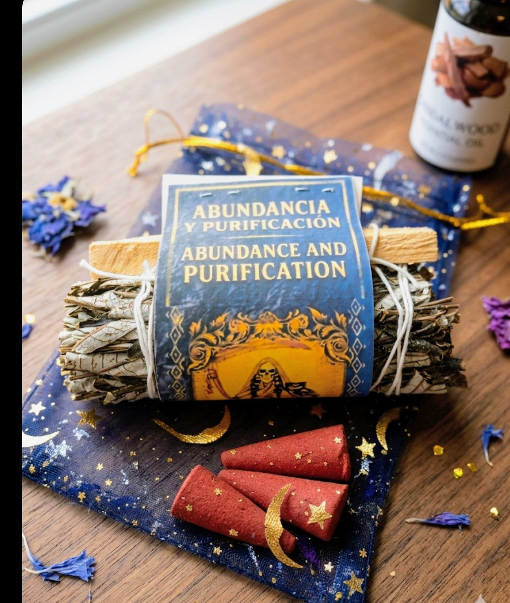Santa Muerte Smudge Stick with Palo Santo | Purification & Abundance | Energy Cleansing | Spiritual Smudge | Altar Tool