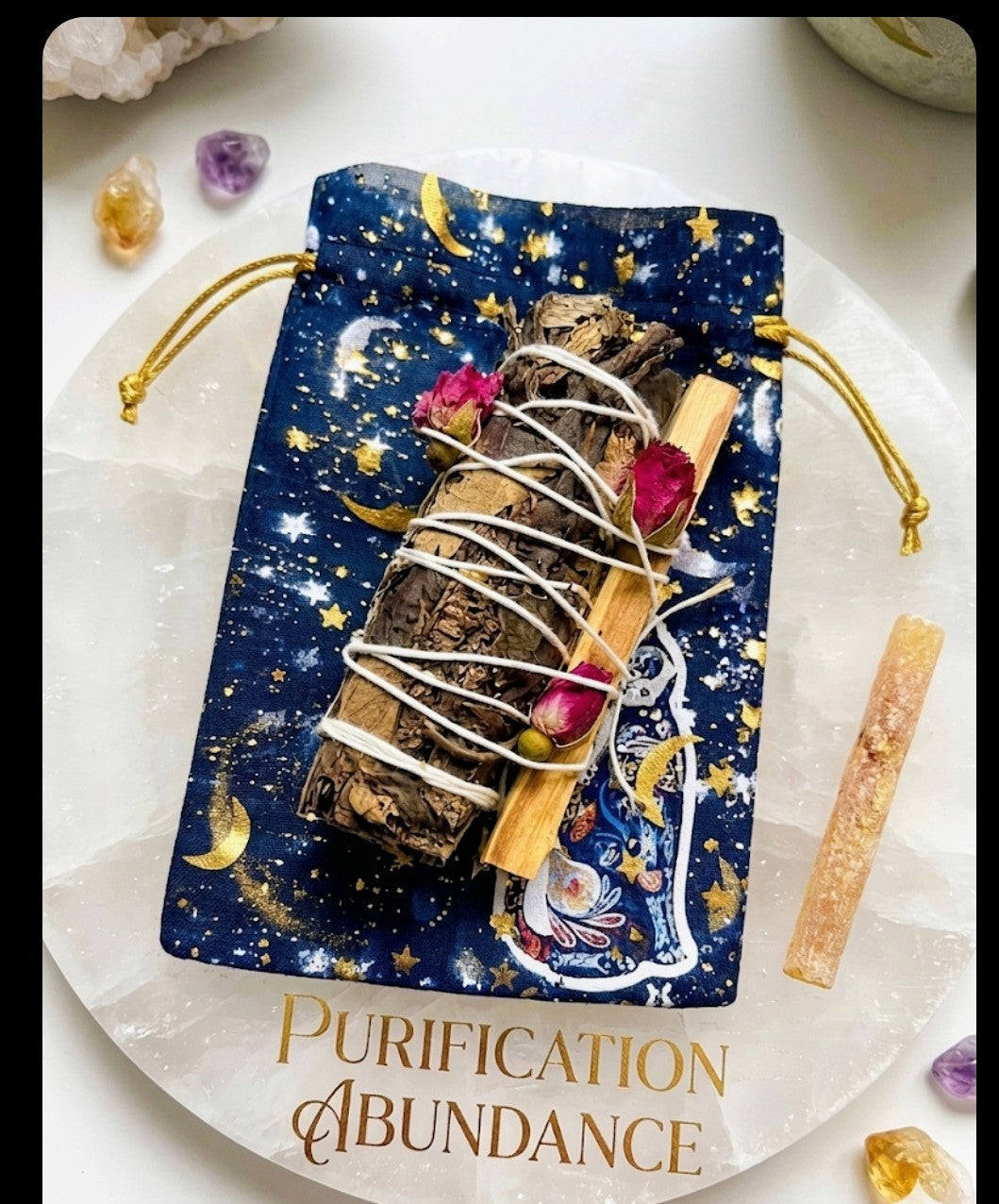 Santa Muerte Smudge Stick with Palo Santo | Purification & Abundance | Energy Cleansing | Spiritual Smudge | Altar Tool