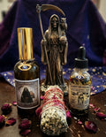 Santa Muerte Total Protection Bundle | Oil + Spray + Rose Bud Sage Smudge Stick
