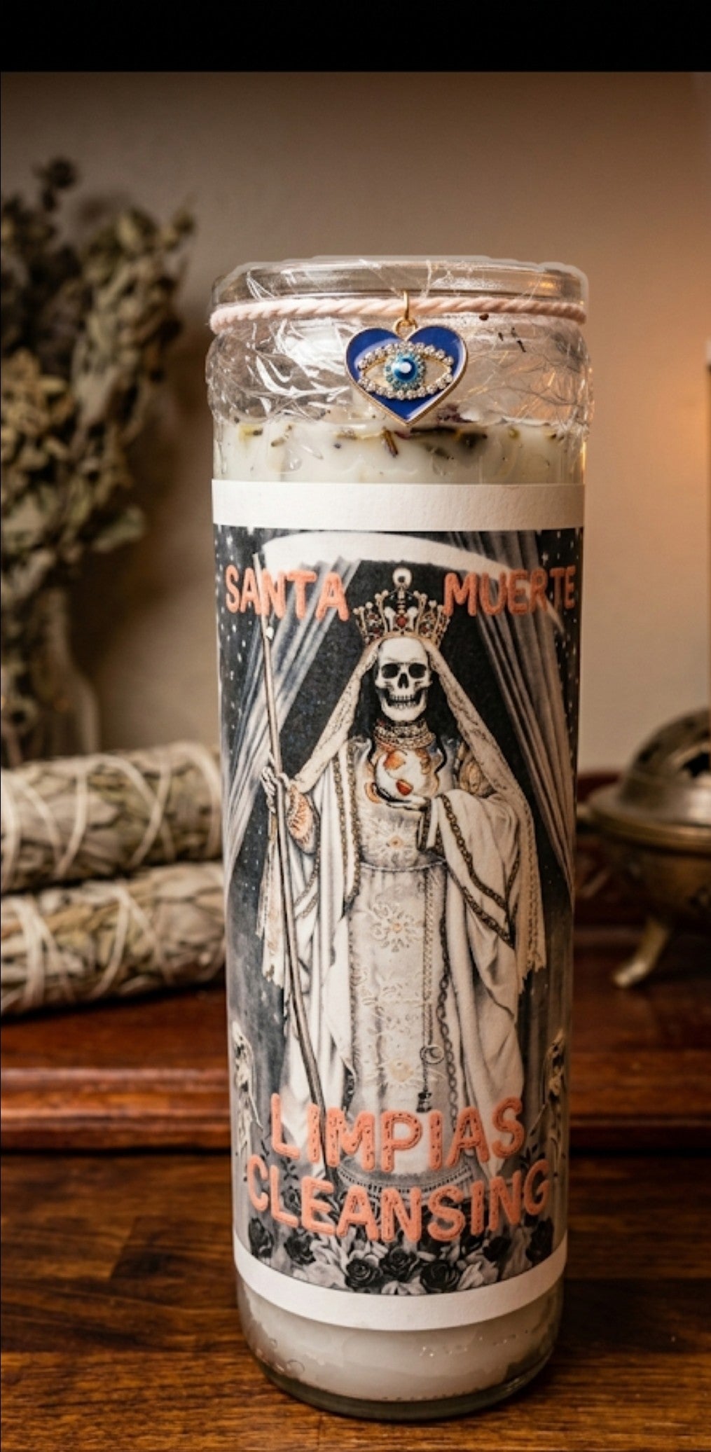 Santa Muerte La Blanca Fixed Limpias Cleansing Candle| remove curses|