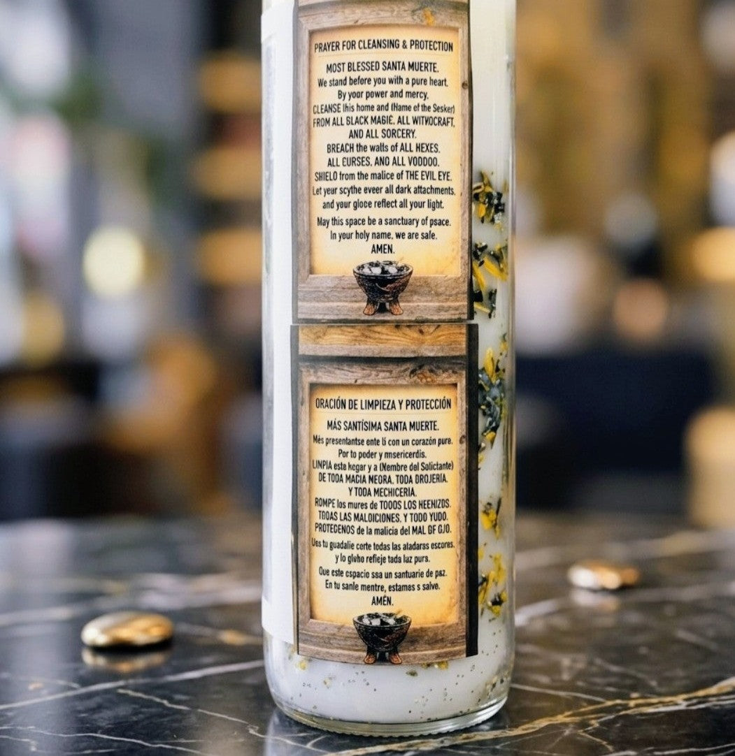 Santa Muerte La Blanca Limpias/ Fixed Cleansing  Candle