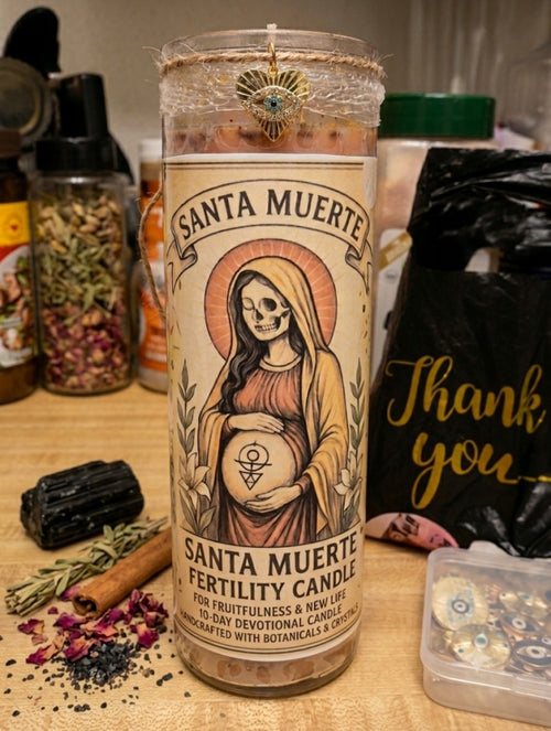 Santa Muerte  preparada-Petition Fertility Candle|Fertility Spell Candle | Womb Healing & Manifestation Intention Candle.
