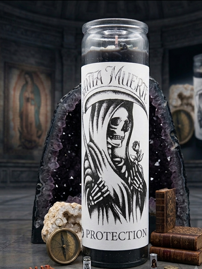Santa Muerte Niña Negra Protection & Banishing Candle | Spiritual Defense • Banishing • Curse Removal