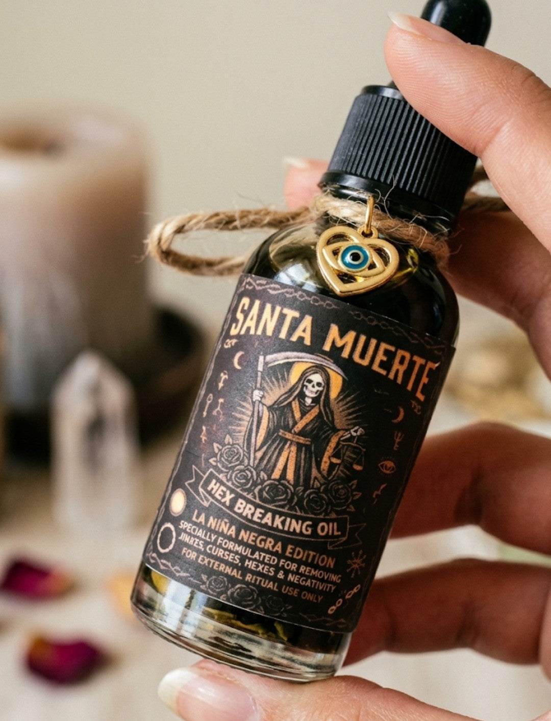 Santa Muerte Hex Breaking Oil | La Niña Negra | Curse & Jinx Removal | Spiritual Cleansing Oil | Ritual Oil