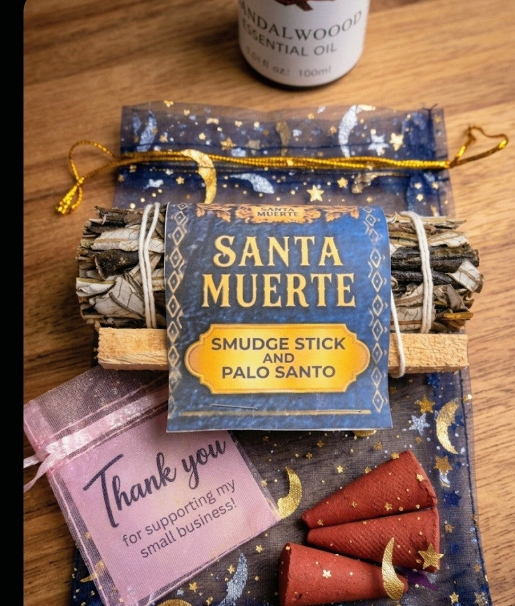 Santa Muerte Ritual Bundle | Purification & Abundance | La Blanca Candle, Smudge Stick & Palo Santo | Spiritual Gift Set