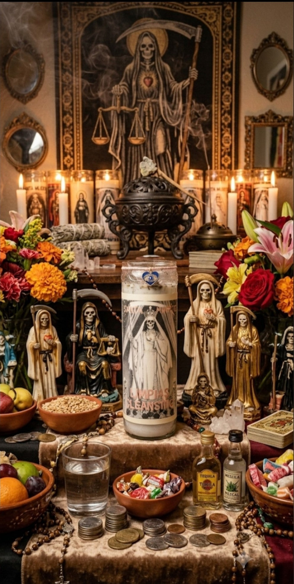 Santa Muerte La Blanca Limpias/ Fixed Cleansing  Candle
