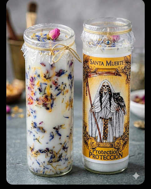 Santa Muerte La Blanca Fixed Protection Candle | Spiritual Protection | Fixed & Ritually Prepared | Santa Muerte Candle