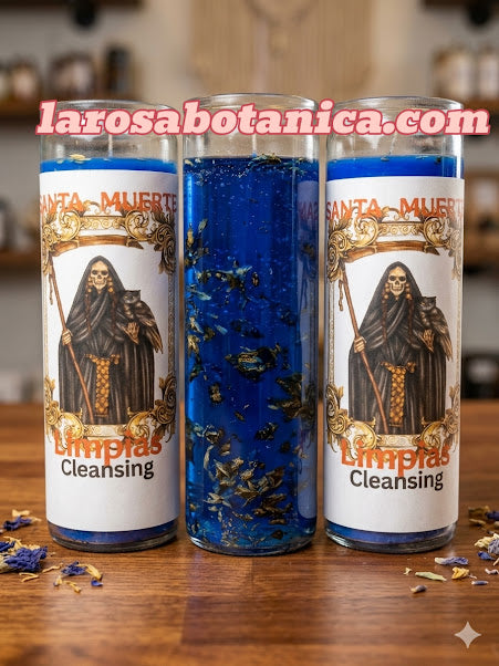 Santa Muerte Azul Spiritual Cleansing Candle | Remove Negative Energy | Fixed Candle | Limpias | Spiritual Candle