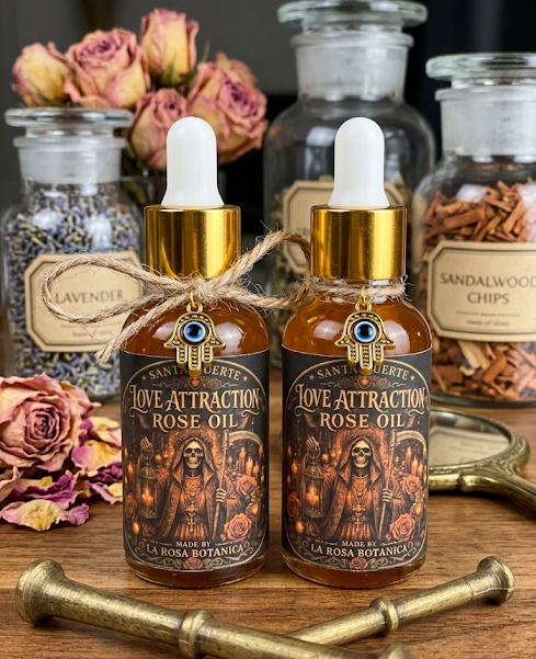 Santa Muerte Love Attraction Rose Oil | Love & Attraction Spell Oil | Wear & Ritual Use Oil