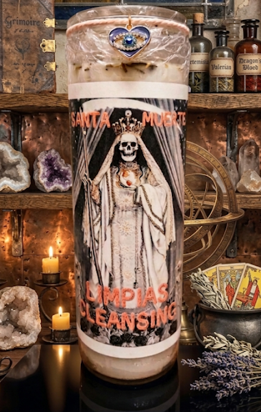 Santa Muerte La Blanca Fixed Limpias Cleansing Candle| remove curses|